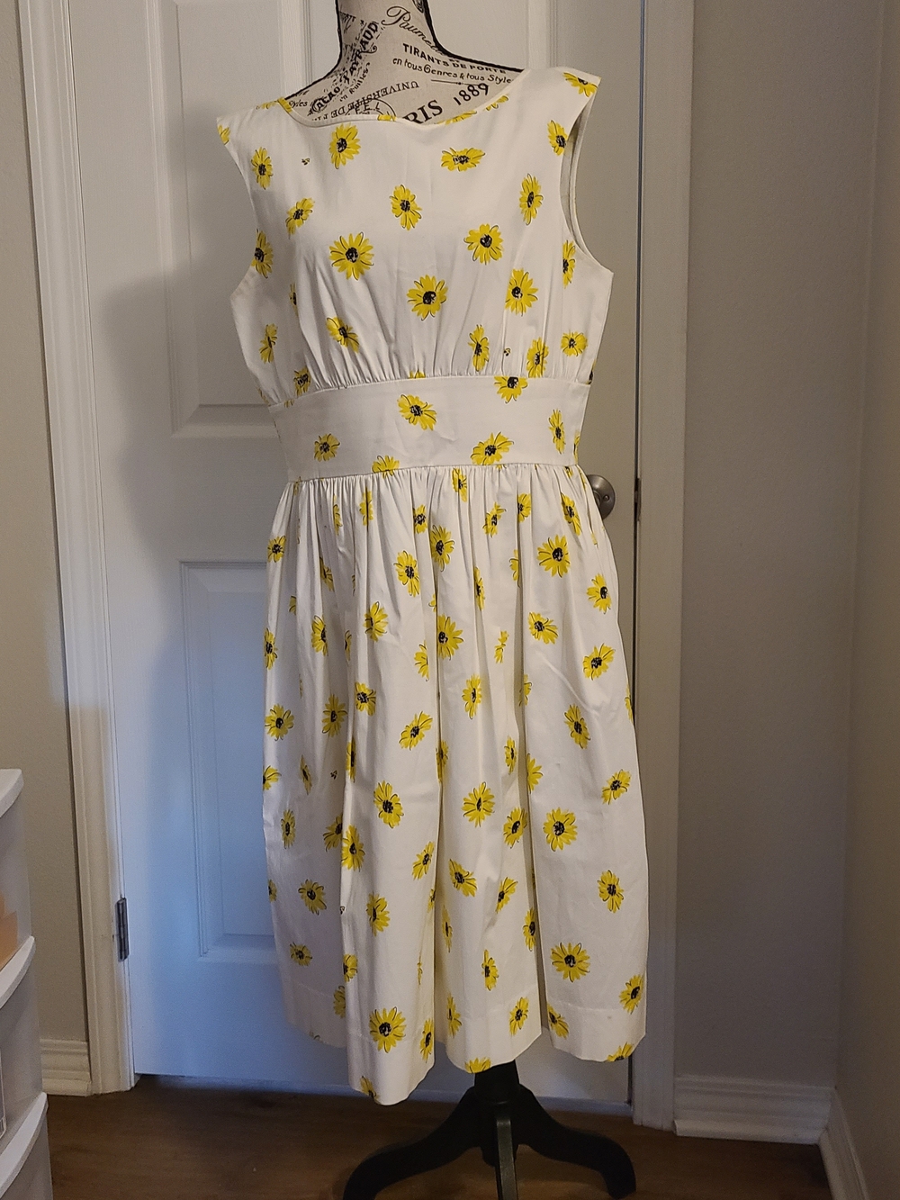 kate spade White Midi Dress with Yellow Floral Print